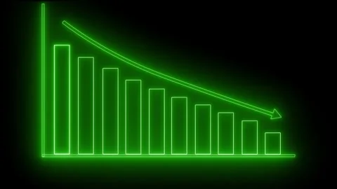 Neon Bar Chart with Downward Trend Arrow Graph Bar Animation Stock-Footage 314661831