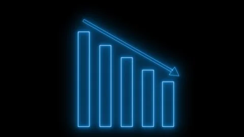 Neon Bar Chart with Downward Trend, Business Growth Graph Animation with Ne.. Stock Footage 318107315