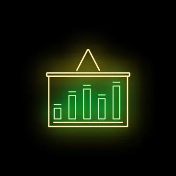 Neon bar chart presentation screen showing business growth Stock Illustration