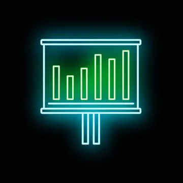 Neon bar chart presentation screen showing business data イラスト素材