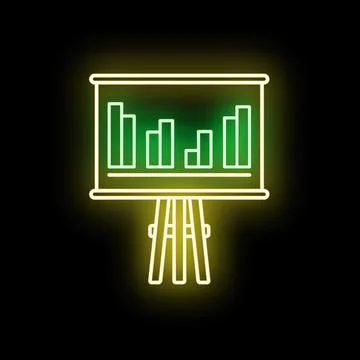 Neon bar chart presenting business data analytics Stockillustratie