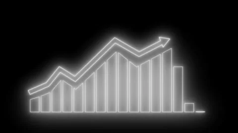 Neon Bar Chart with Upward and Downward Trends Animation Stock Footage 313754686