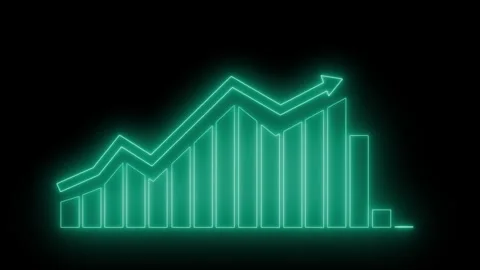 Neon Bar Chart with Upward and Downward Trends Animation Video stock 313754760