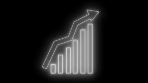 Neon Bar Chart with Upward Arrow, Technology-Inspired Neon Light Business C.. 库存影片 318106848