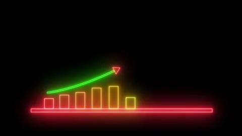 Neon Bar Chart with Upward Trend Arrow A... | Stock Video | Pond5