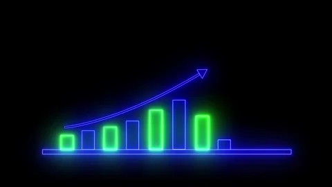 Neon Bar Chart with Upward Trend Arrow A... | Stock Video | Pond5