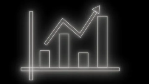 Neon Bar Chart with Upward Trend Arrow A... | Stock Video | Pond5