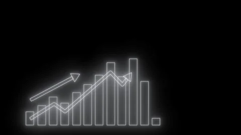 Neon Bar Chart with Upward Trend Arrows Animated, Financial Success Chart A.. Vidéo 311714819