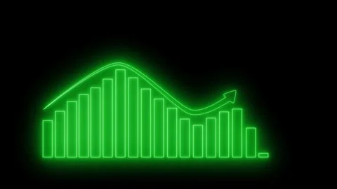 Neon Bar Chart with Upward Trend Arrow, Data Report Animation with Glowing .. Stock Footage 315190923
