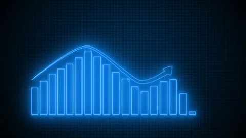 Neon Bar Chart with Upward Trend Arrow, Data Report Animation with Glowing .. Stock Footage 315190943