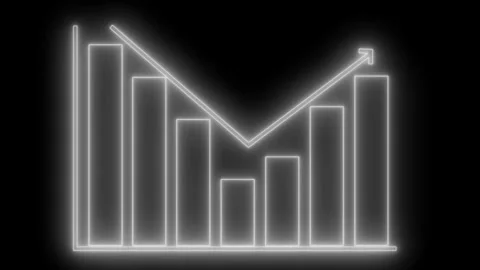 Neon Bar Chart with Upward Trend, Neon Glowing Business Bar Graph Animation.. Stock Footage 317858820