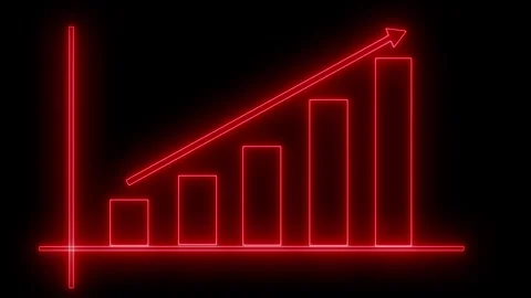 Neon Bar Chart with Upward Trend Arrow, ... | Stock Video | Pond5