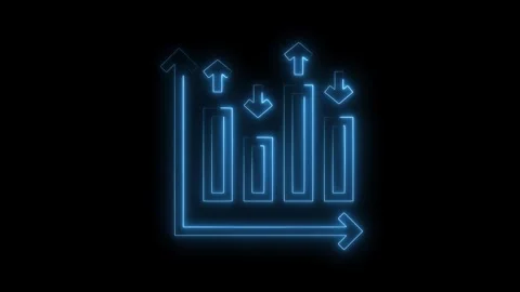 Neon bar graph animation showing business financial market fluctuations and.. Stock Footage 309293161