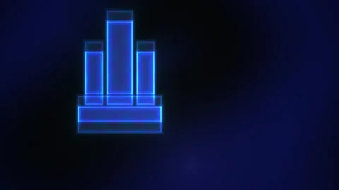 Neon Bar Graph Icon on Dark Background. Stock Footage 337480471