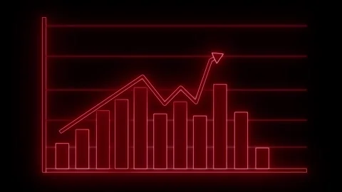 Neon Bar Graph with Upward Trend Animated, Business Growth Trend Animation,.. Stock Footage 311714116