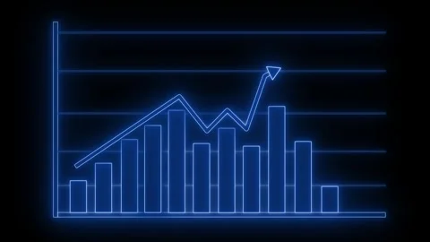 Neon Bar Graph with Upward Trend Animated, Business Growth Trend Animation,.. Stock Footage 311714129
