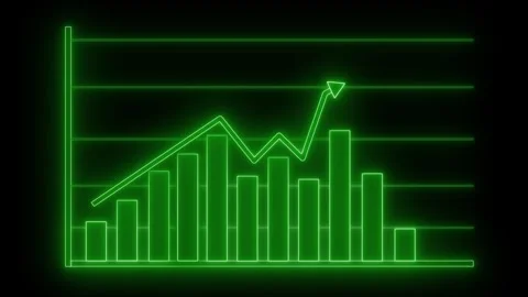 Neon Bar Graph with Upward Trend Animated, Business Growth Trend Animation,.. Stock-Footage 311714206