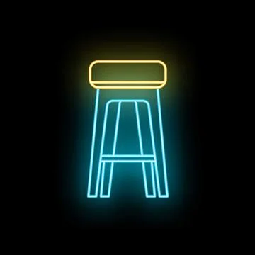 Neon bar stool creating glowing modern furniture design Stock Illustration