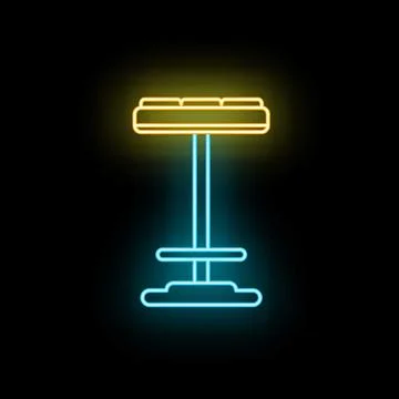 Neon bar stool glowing blue and yellow Stock Illustration