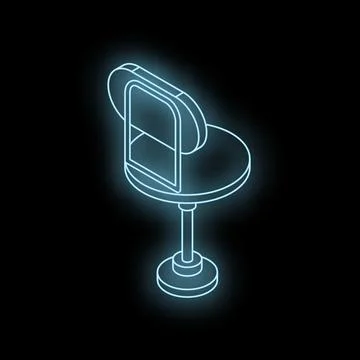 Neon bar stool shining in dark room, isometric view Stock Illustration