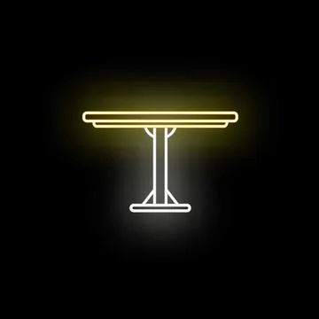 Neon bar table icon glowing yellow on black Stock Illustration