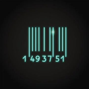 Neon barcode icon in line style Stock Illustration