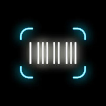 Neon barcode scanner detecting a barcode on black background Stock Illustration