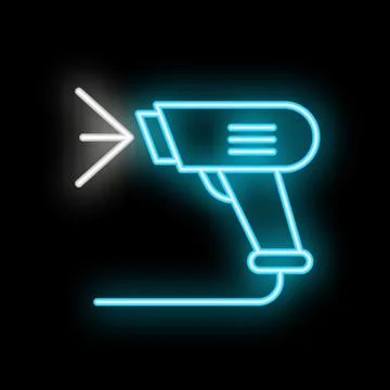 Neon barcode scanner emitting light beam for scanning Stock Illustration
