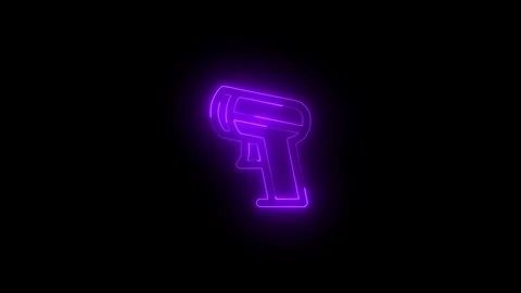 Neon barcode scanner icon glowing black background animation Stock Footage 289438310