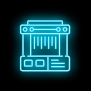 Neon barcode scanner icon glowing against a dark background Stockillustratie