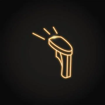 Neon barcode scanner icon in line style Illustrazione stock