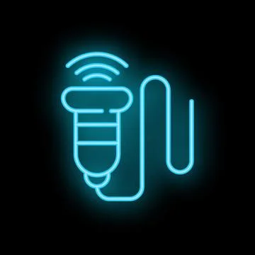 Neon barcode scanner sending data wirelessly icon Stock-Illustration