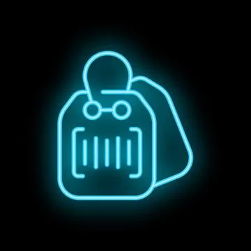 Neon barcode tags icon glowing on dark background イラスト素材