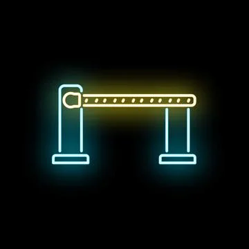Neon barrier gate controlling access and security 스톡 일러스트