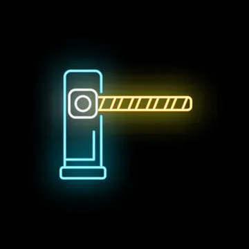 Neon barrier gate controlling parking access and security Stock Illustration