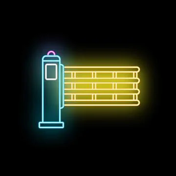 Neon barrier gate creating secure access system Stock Illustration