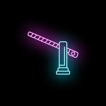 Neon barrier gate opening on black background Stock Illustration