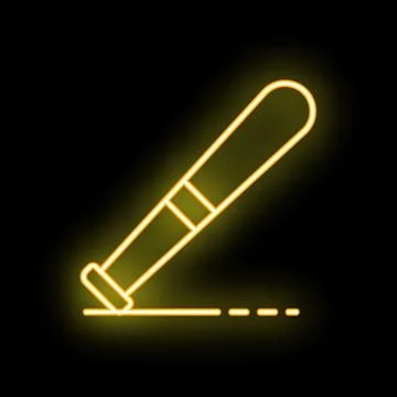Neon baseball bat drawing a line on a black background イラスト素材