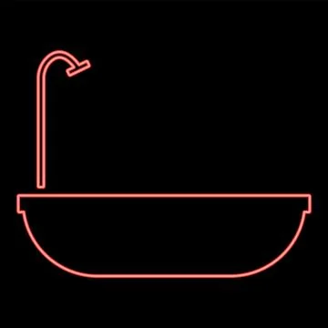 Neon bath red color vector illustration flat style image Stock Illustration