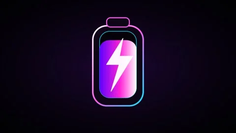 Neon Battery Charging Animation with Lightning Bolt Stock Footage 336699129