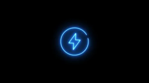 Neon Battery charging animation with a power icon Stock Footage 312623364