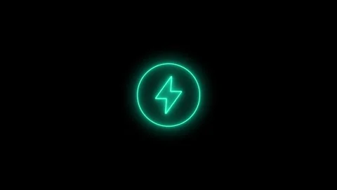 Neon Battery charging animation with a power icon Stock Footage 312623366