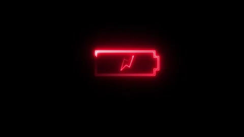 Neon Battery Charging Icon Animated Video Stock Footage 291319684