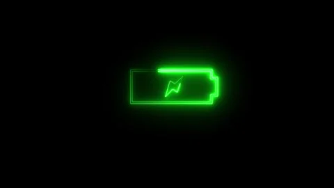Neon Battery Charging Icon Animated Video Stock Footage 291319685