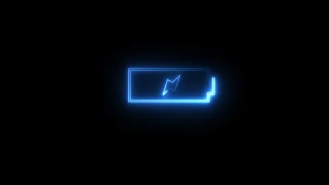 Neon Battery Charging Icon Animated Video Stock Footage 291319722