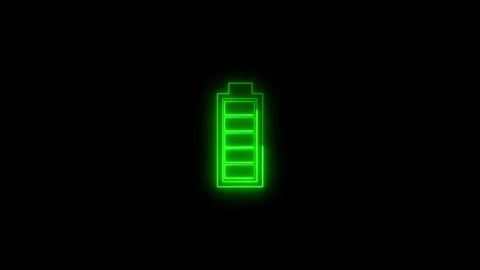 Neon battery charging icon animation. Neon battery fast charging. Stock Footage 312720686