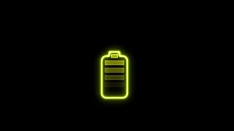 Neon battery fast charging animation, Glowing animated battery icon. Stock Footage 294962691
