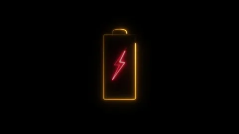 Neon Battery Icon Lightning Bolt Energy Charge Power Symbol Glowing Abstrac.. Stock Footage 338371811