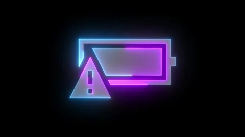 Neon battery important full charge icon cyan purple color glowing animation  Stock Footage 268417723