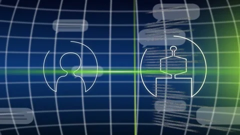 Neon beam activating two badges forming filling aligning moving forward to show Stock Footage 334788424